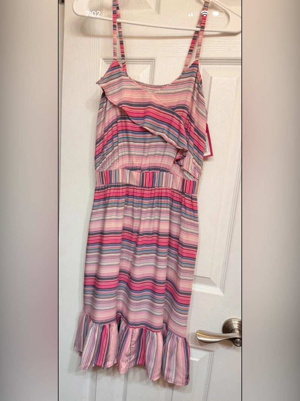 Y2K NWT xhilaration Pink Striped One-Shoulder Ruffle Dress